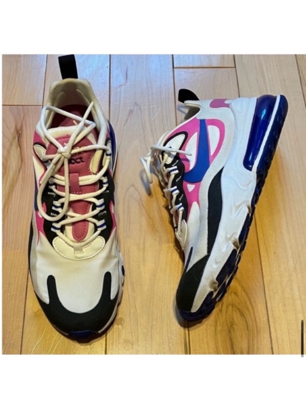 Nike Air Max 270 React Sneakers Summit White/ Cosmic Fuchsia-Black Size 6.5 - Picture 10 of 10